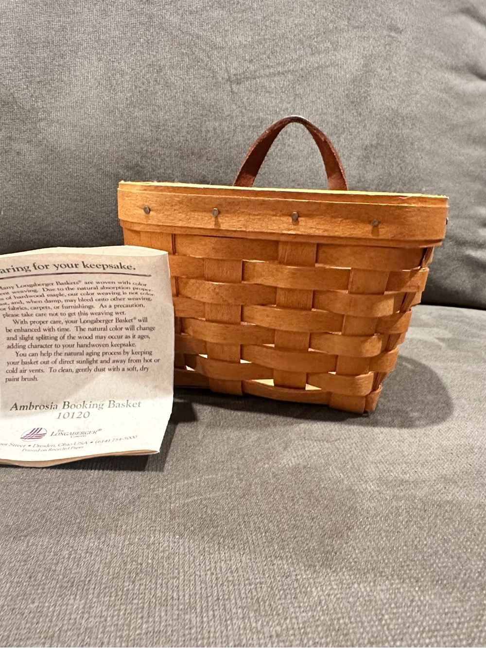 Longaberger Ambrosia Booking Basket in warm tan and natural brown